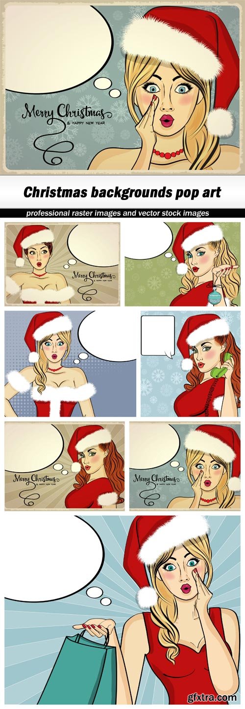 Christmas backgrounds pop art - 7 EPS