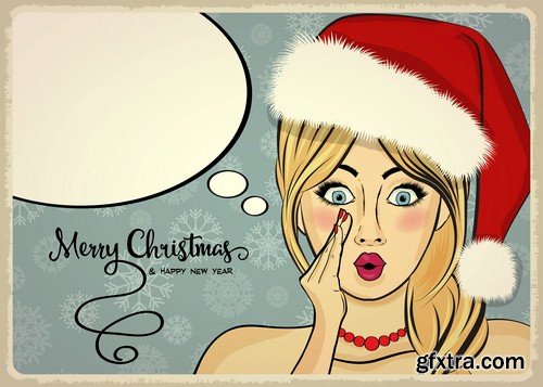 Christmas backgrounds pop art - 7 EPS