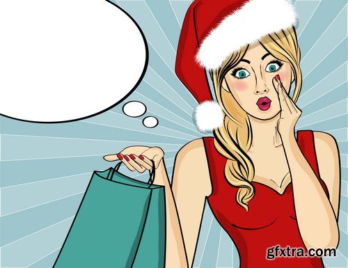 Christmas backgrounds pop art - 7 EPS