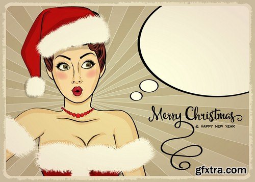 Christmas backgrounds pop art - 7 EPS