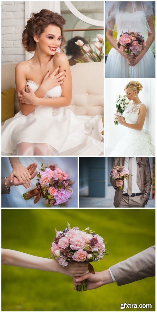 Wedding, beautiful bride and groom, flowers