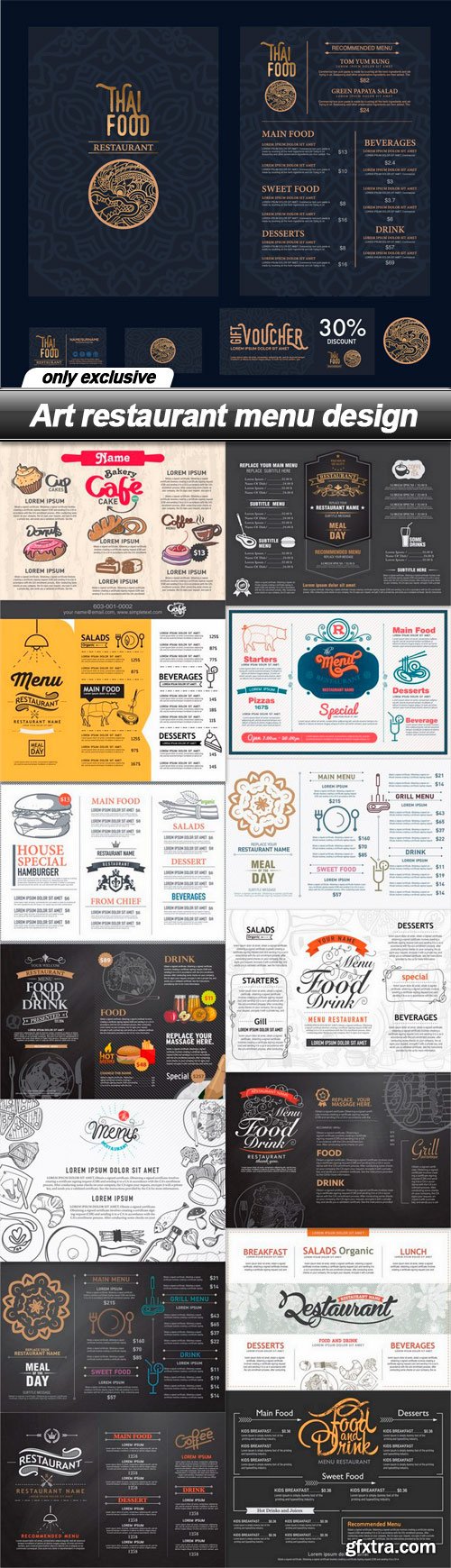 Art restaurant menu design - 15 EPS