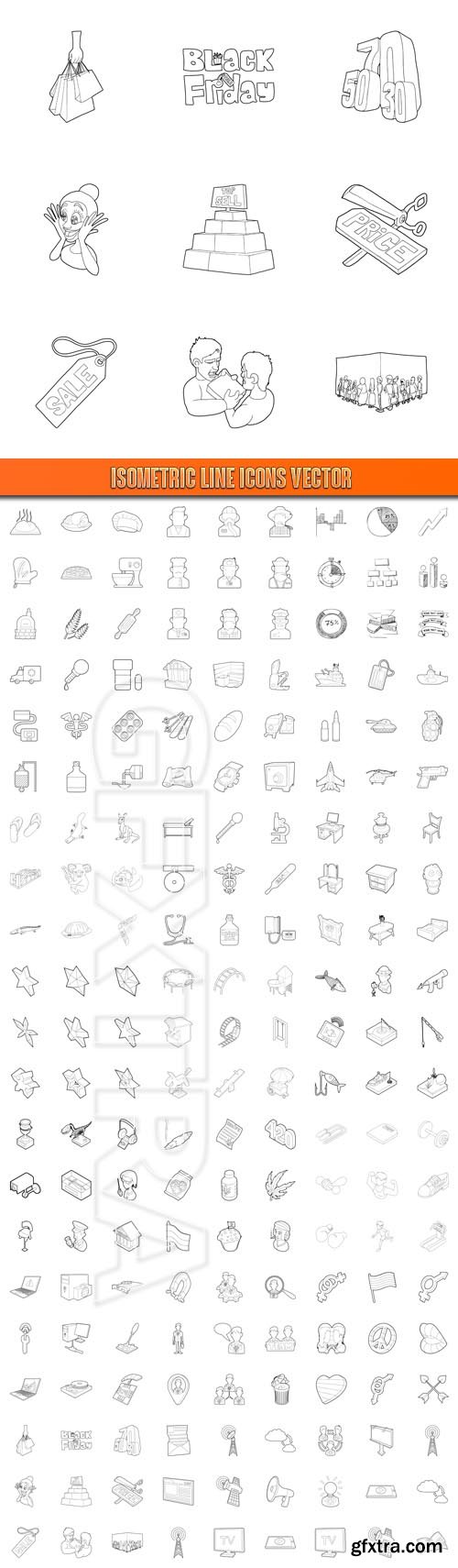 Isometric line icons vector