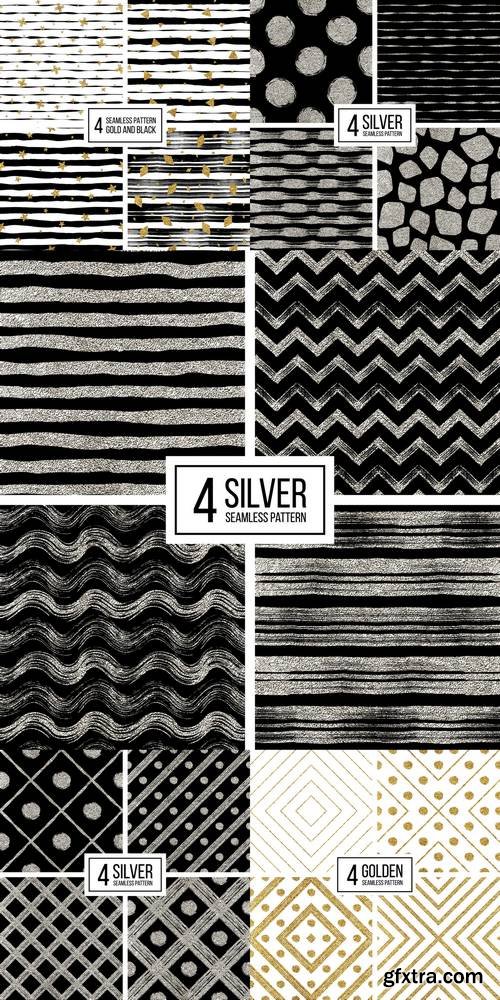 Set of Silver & Golden Seamless Pattern