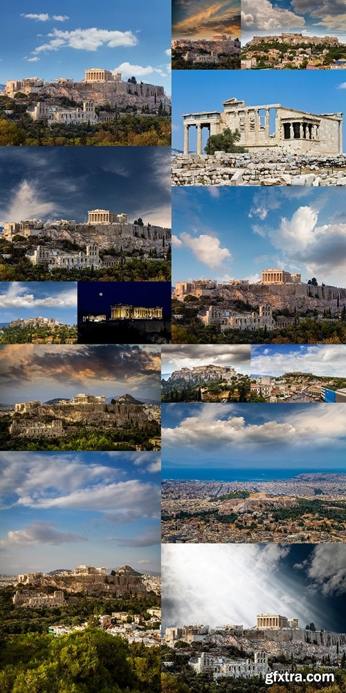 Parthenon Temple on Athenian Acropolis bathed in the Light of Go