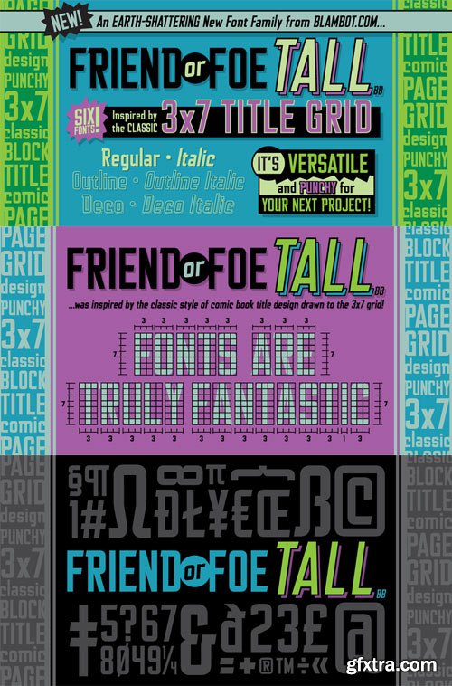 Friend Or Foe Tall BB Font Family $25