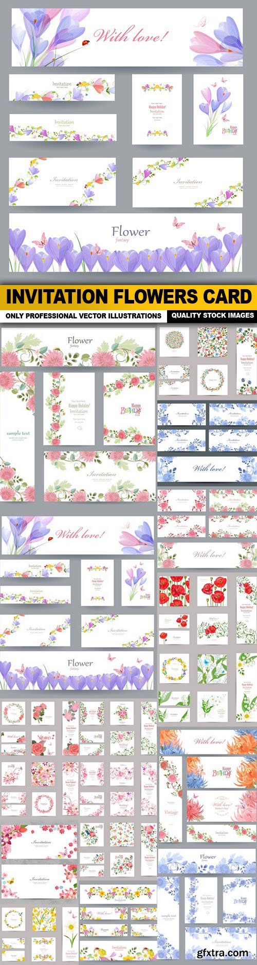 Invitation Flowers Card - 17 Vector