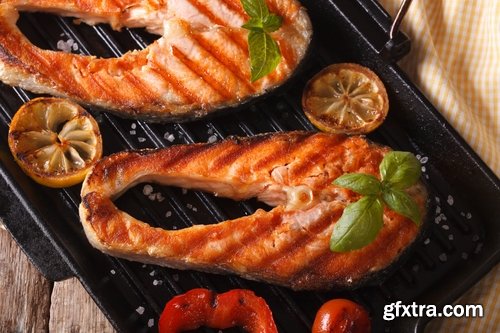 Collection of grilled meat grill chicken bacon barbecue fish 25 HQ Jpeg