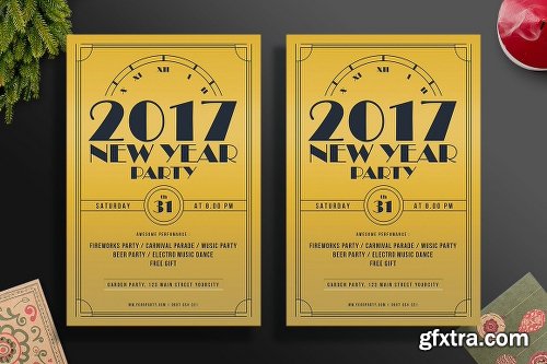 CreativeMarket Golden New Year Flyer 1102734