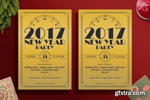 CreativeMarket Golden New Year Flyer 1102734