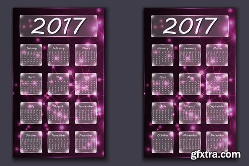 Collection of calendar of 2017 banner flyer in different colors 25 EPS