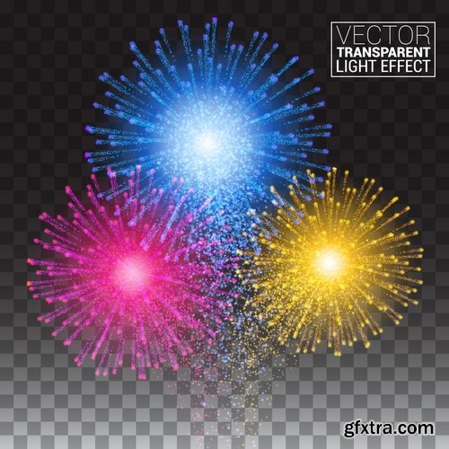 Collection of fireworks holiday new year Christmas flash explosion 25 EPS