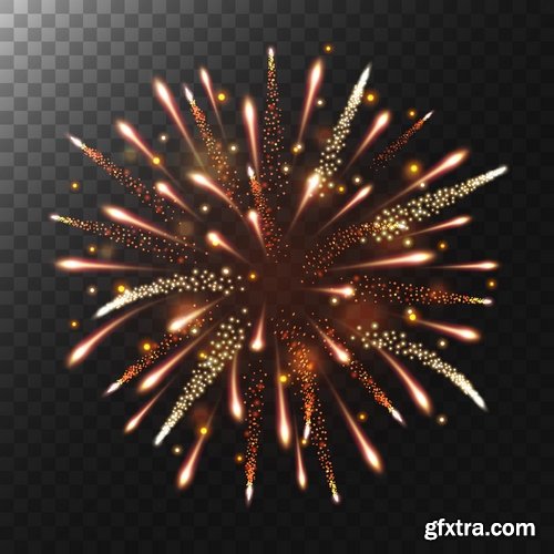 Collection of fireworks holiday new year Christmas flash explosion 25 EPS