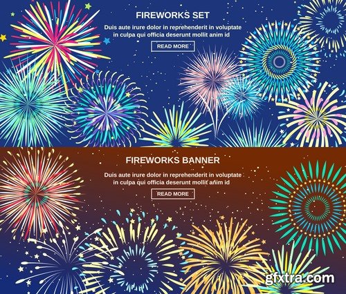 Collection of fireworks holiday new year Christmas flash explosion 25 EPS