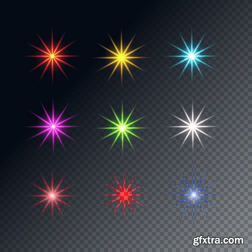 Collection of the flash light effect background is a festive background fire icon 25 EPS