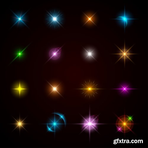 Collection of the flash light effect background is a festive background fire icon 25 EPS