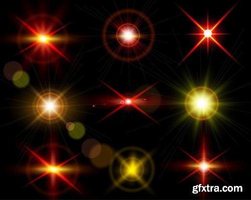 Collection of the flash light effect background is a festive background fire icon 25 EPS