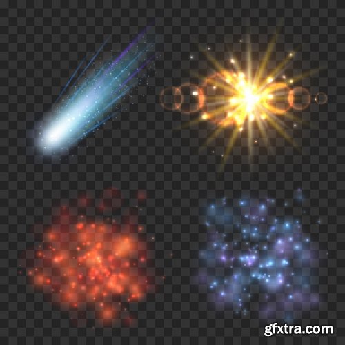 Collection of the flash light effect background is a festive background fire icon 25 EPS