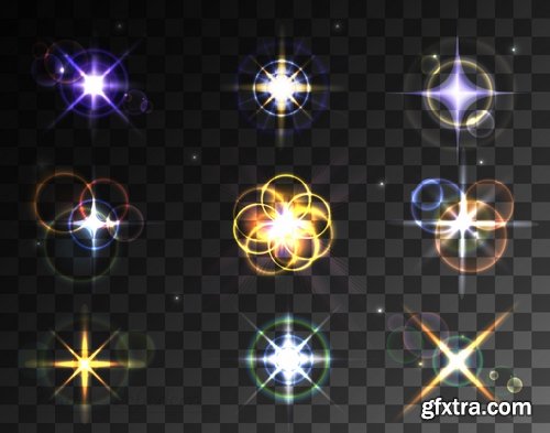 Collection of the flash light effect background is a festive background fire icon 25 EPS