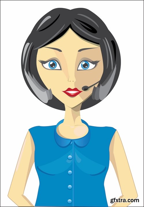 Collection of cartoon icon of a call center operator dispatcher 25 EPS