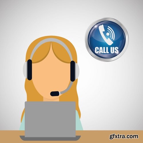 Collection of cartoon icon of a call center operator dispatcher 25 EPS