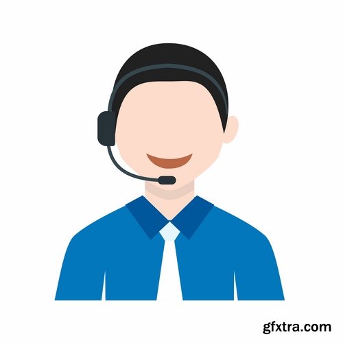 Collection of cartoon icon of a call center operator dispatcher 25 EPS