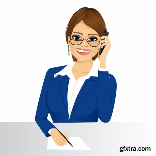 Collection of cartoon icon of a call center operator dispatcher 25 EPS