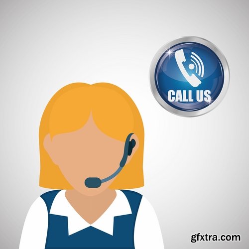 Collection of cartoon icon of a call center operator dispatcher 25 EPS