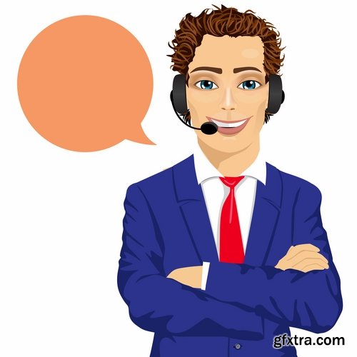 Collection of cartoon icon of a call center operator dispatcher 25 EPS