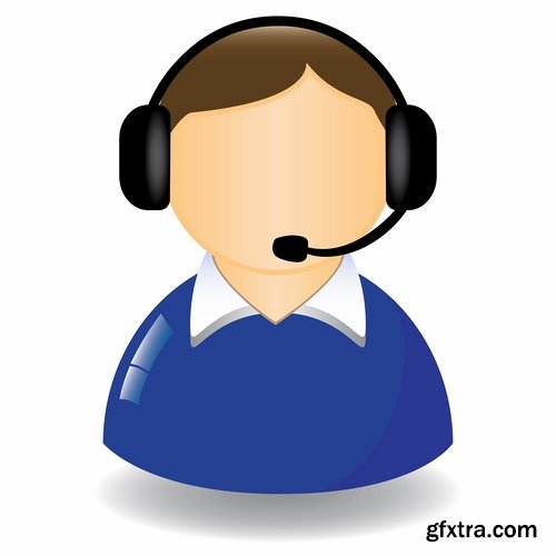 Collection of cartoon icon of a call center operator dispatcher 25 EPS