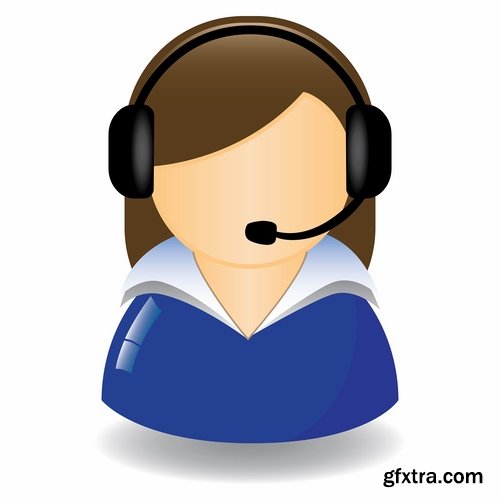 Collection of cartoon icon of a call center operator dispatcher 25 EPS