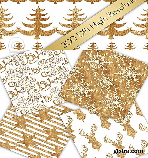 Gold Christmas Seamless Patterns