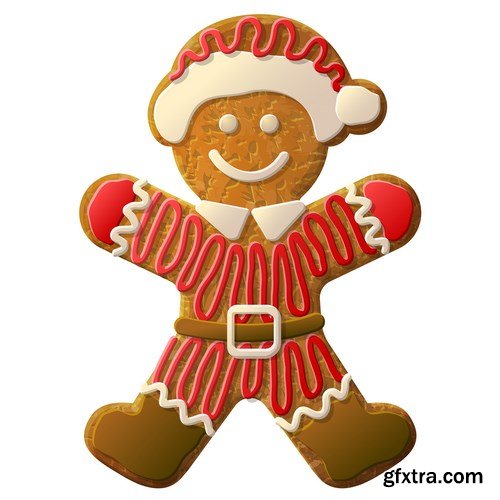 Gingerbread Christmas - Holiday cookie, 25xEPS Vector Stock