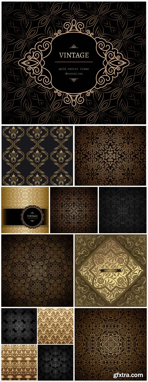 Dark decorative vintage background, seamless texture patterns vector