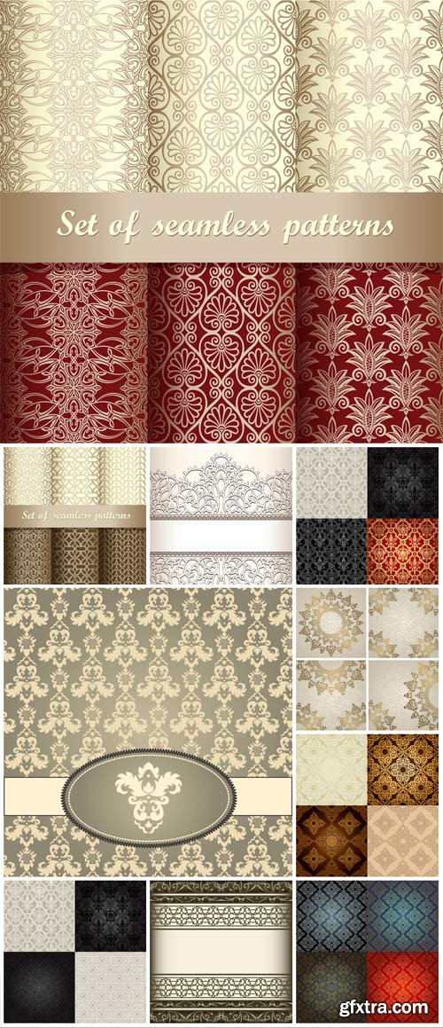 Vintage beautiful patterns, decorative seamless textures, backgrounds vector