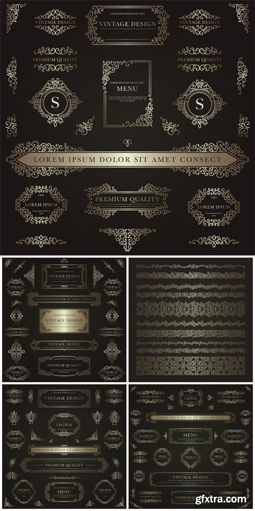 Vector decorative elements, vintage frames