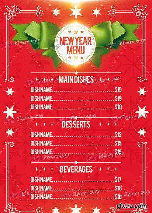 New Year Eve Menu V4 PSD Flyer Template