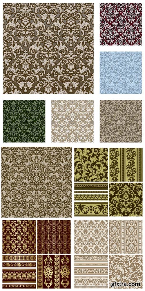 Vector background with vintage patterns, damask patterns