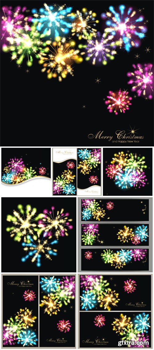 Fireworks vector on a black background