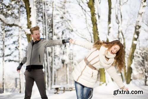 Couple In Love (Winter Landscape) - 11 UHQ JPEG Stock Images