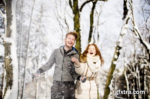 Couple In Love (Winter Landscape) - 11 UHQ JPEG Stock Images