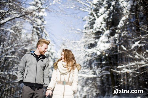 Couple In Love (Winter Landscape) - 11 UHQ JPEG Stock Images