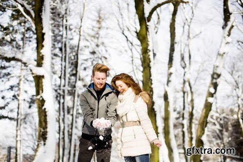 Couple In Love (Winter Landscape) - 11 UHQ JPEG Stock Images