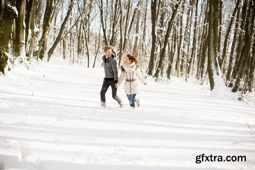 Couple In Love (Winter Landscape) - 11 UHQ JPEG Stock Images