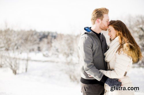 Couple In Love (Winter Landscape) - 11 UHQ JPEG Stock Images