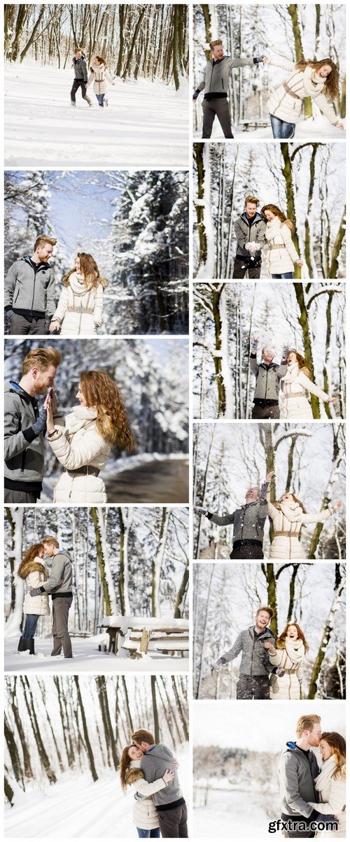 Couple In Love (Winter Landscape) - 11 UHQ JPEG Stock Images