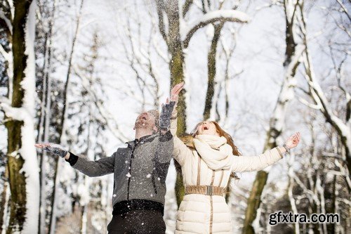 Couple In Love (Winter Landscape) - 11 UHQ JPEG Stock Images