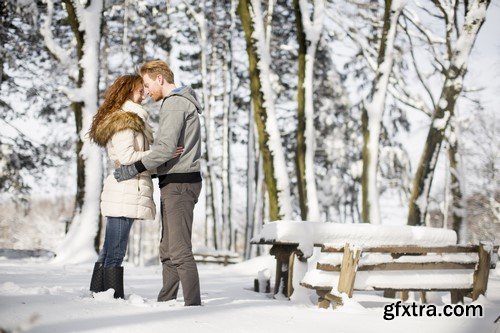 Couple In Love (Winter Landscape) - 11 UHQ JPEG Stock Images