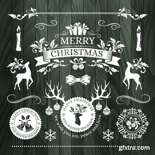 Collection of New Year Christmas sticker logo frame border card gift card 25 EPS