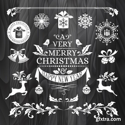 Collection of New Year Christmas sticker logo frame border card gift card 25 EPS